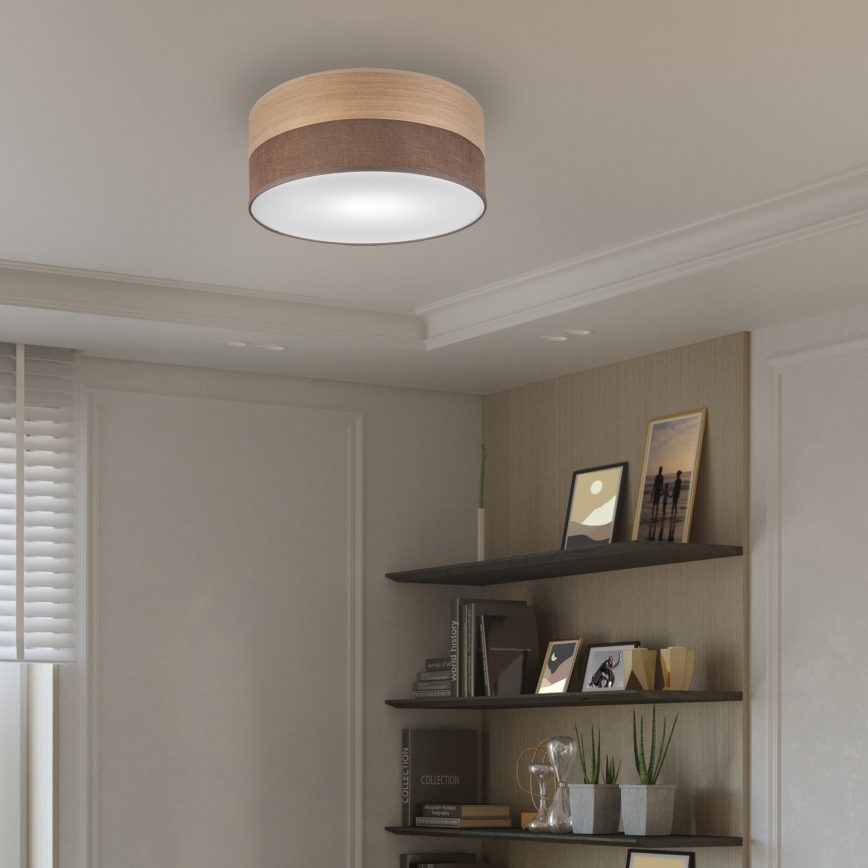 Loftlampe SIRJA WOOD 1xE27/15W/230V diameter 35 cm brun/eg