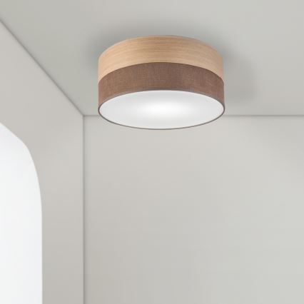 Loftlampe SIRJA WOOD 1xE27/15W/230V diameter 35 cm brun/eg