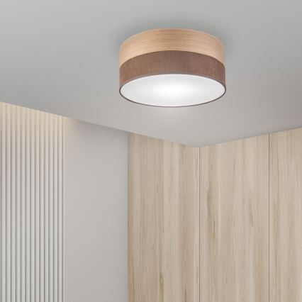 Loftlampe SIRJA WOOD 1xE27/15W/230V diameter 35 cm brun/eg