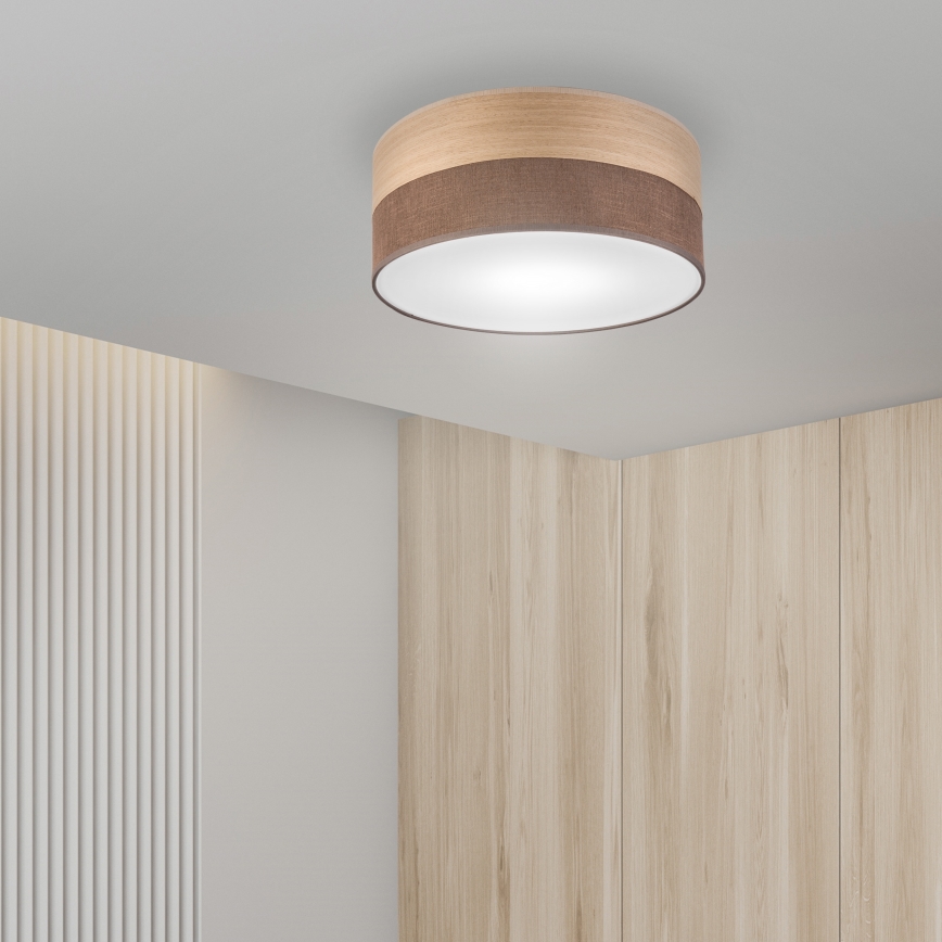 Loftlampe SIRJA WOOD 1xE27/15W/230V diameter 35 cm brun/eg