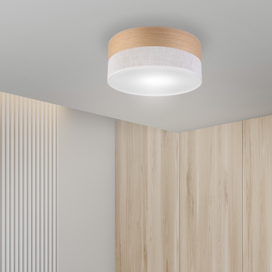 Loftlampe SIRJA WOOD 1xE27/15W/230V diameter 35 cm hvid/eg