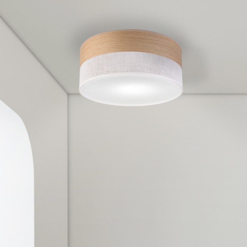 Loftlampe SIRJA WOOD 1xE27/15W/230V diameter 35 cm hvid/eg