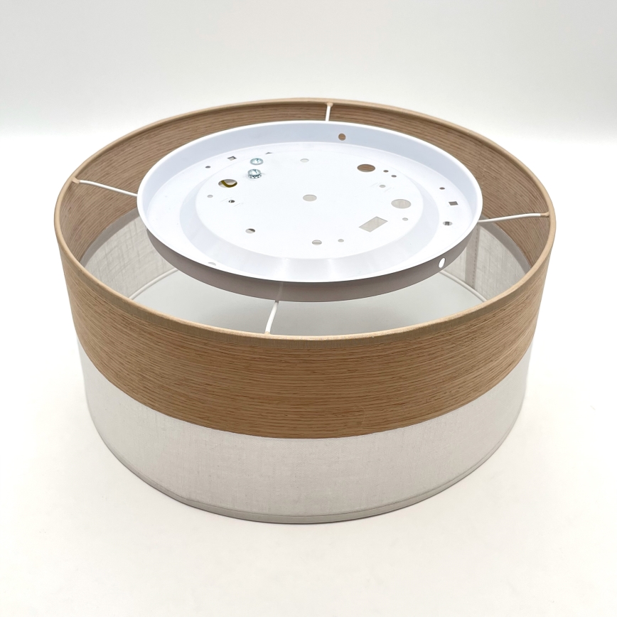 Loftlampe SIRJA WOOD 1xE27/15W/230V diameter 35 cm hvid/eg