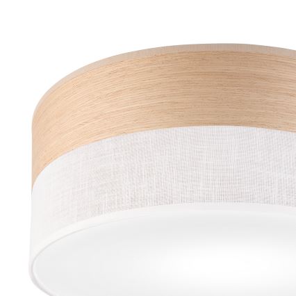 Loftlampe SIRJA WOOD 1xE27/15W/230V diameter 35 cm hvid/eg