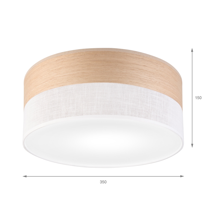 Loftlampe SIRJA WOOD 1xE27/15W/230V diameter 35 cm hvid/eg