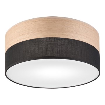 Loftlampe SIRJA WOOD 1xE27/15W/230V diameter 35 cm sort/eg