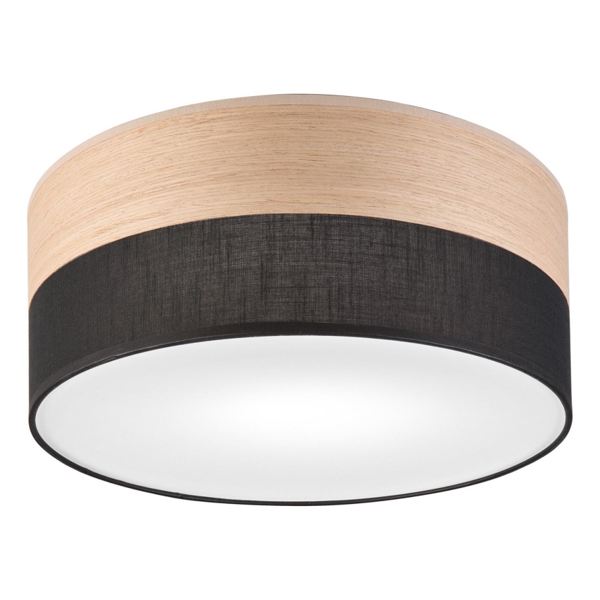 Loftlampe SIRJA WOOD 1xE27/15W/230V diameter 35 cm sort/eg