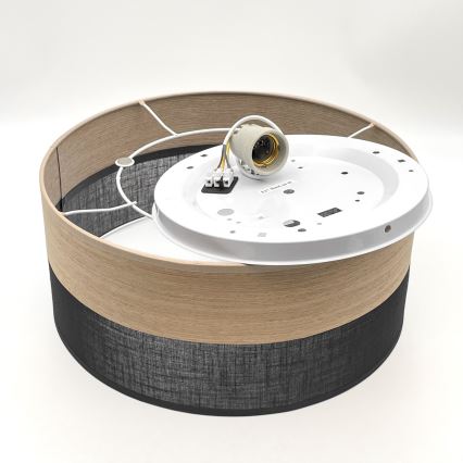 Loftlampe SIRJA WOOD 1xE27/15W/230V diameter 35 cm sort/eg