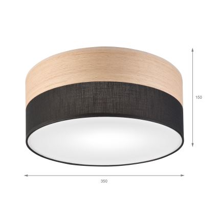 Loftlampe SIRJA WOOD 1xE27/15W/230V diameter 35 cm sort/eg