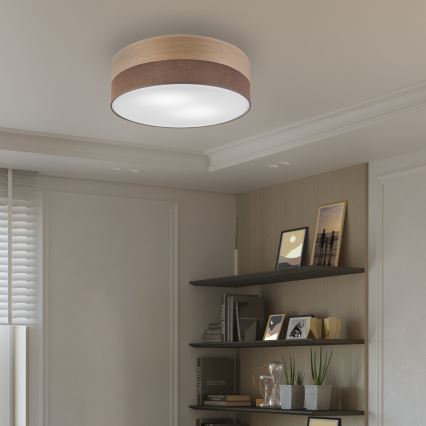 Loftlampe SIRJA WOOD 2xE27/15W/230V diameter 45 cm brun/eg