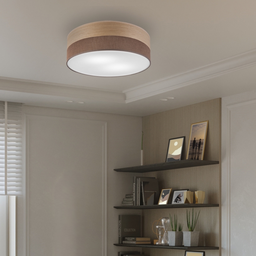 Loftlampe SIRJA WOOD 2xE27/15W/230V diameter 45 cm brun/eg