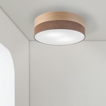 Loftlampe SIRJA WOOD 2xE27/15W/230V diameter 45 cm brun/eg