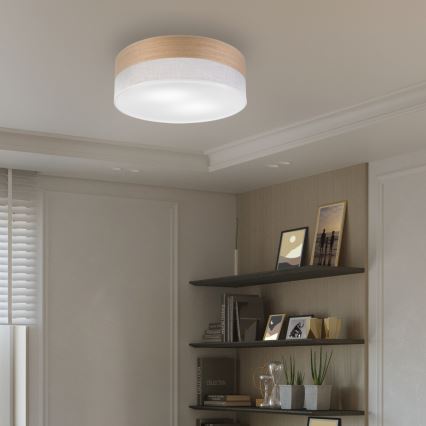 Loftlampe SIRJA WOOD 2xE27/15W/230V diameter 45 cm hvid/eg
