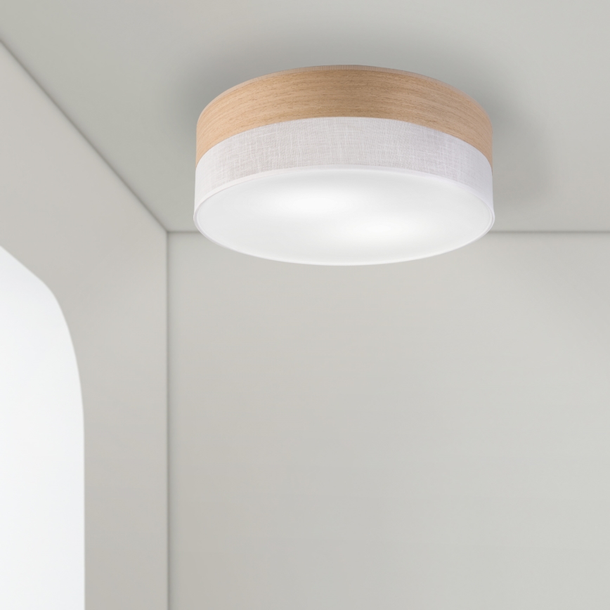 Loftlampe SIRJA WOOD 2xE27/15W/230V diameter 45 cm hvid/eg