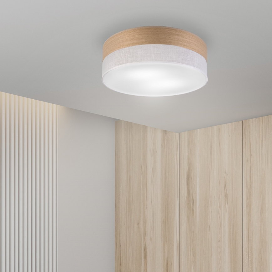 Loftlampe SIRJA WOOD 2xE27/15W/230V diameter 45 cm hvid/eg