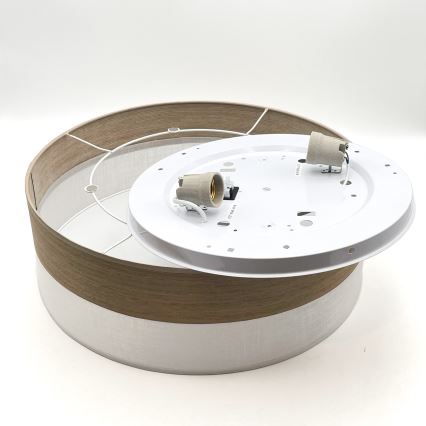 Loftlampe SIRJA WOOD 2xE27/15W/230V diameter 45 cm hvid/eg