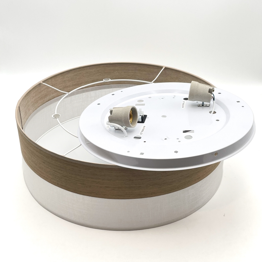Loftlampe SIRJA WOOD 2xE27/15W/230V diameter 45 cm hvid/eg