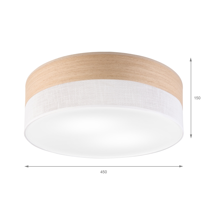 Loftlampe SIRJA WOOD 2xE27/15W/230V diameter 45 cm hvid/eg