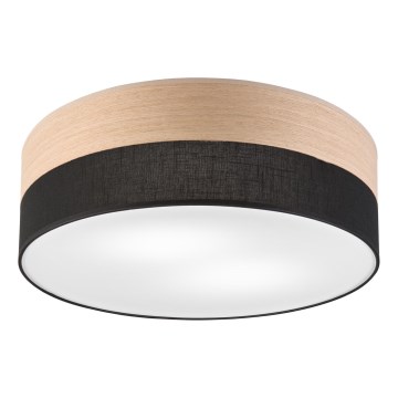 Loftlampe SIRJA WOOD 2xE27/15W/230V diameter 45 cm sort/eg