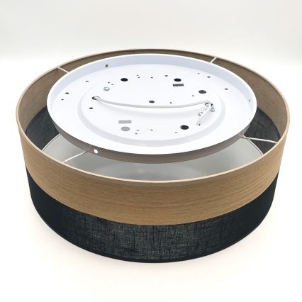 Loftlampe SIRJA WOOD 2xE27/15W/230V diameter 45 cm sort/eg