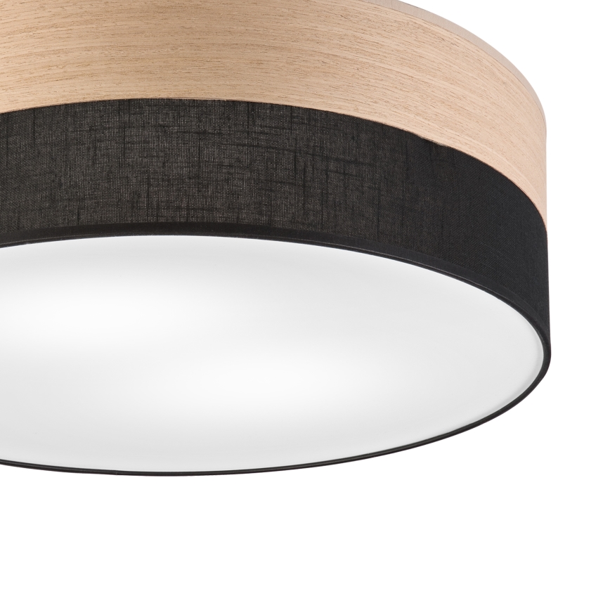 Loftlampe SIRJA WOOD 2xE27/15W/230V diameter 45 cm sort/eg