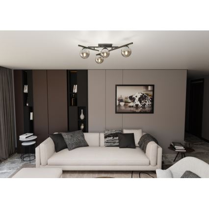 Loftlampe SMART 4xE14/10W/230V sort/grå