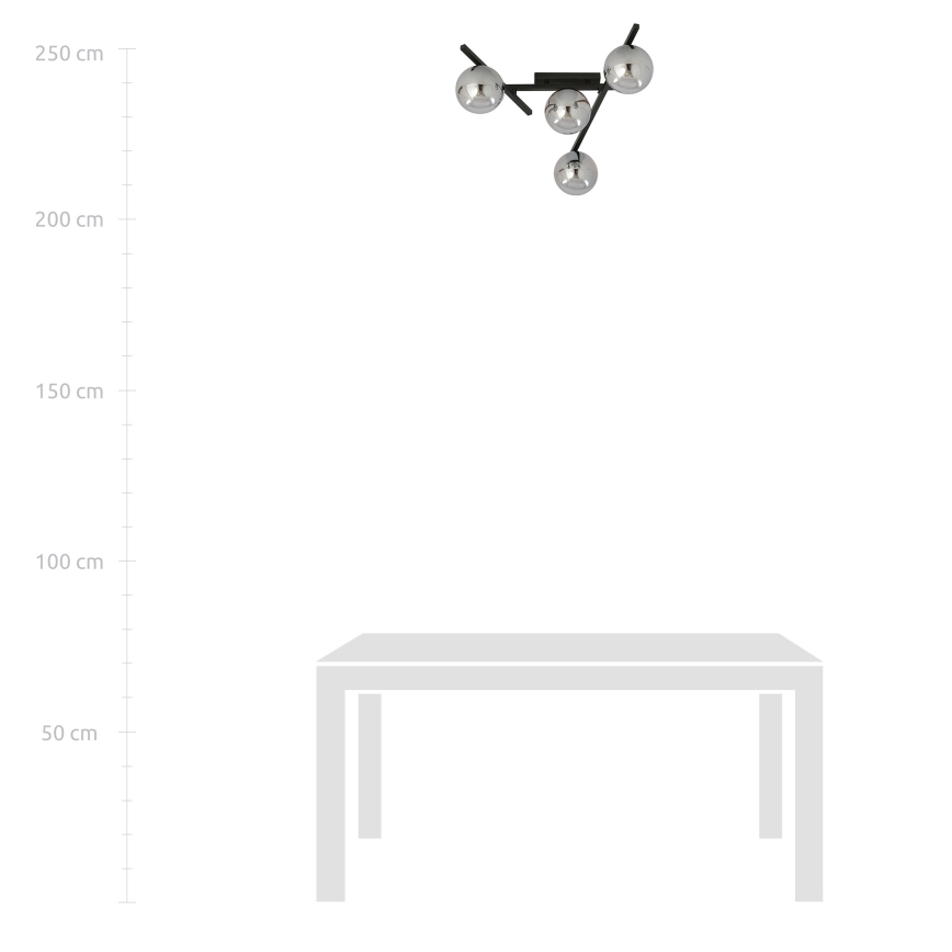 Loftlampe SMART 4xE14/10W/230V sort/grå