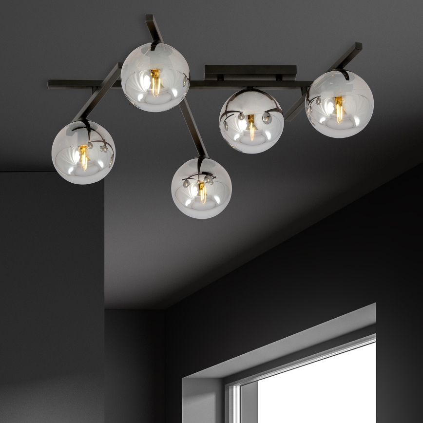 Loftlampe SMART 5xE14/10W/230V sort/grå