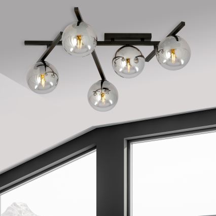 Loftlampe SMART 5xE14/10W/230V sort/grå