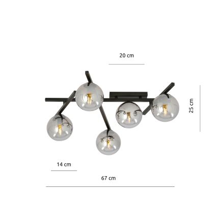 Loftlampe SMART 5xE14/10W/230V sort/grå