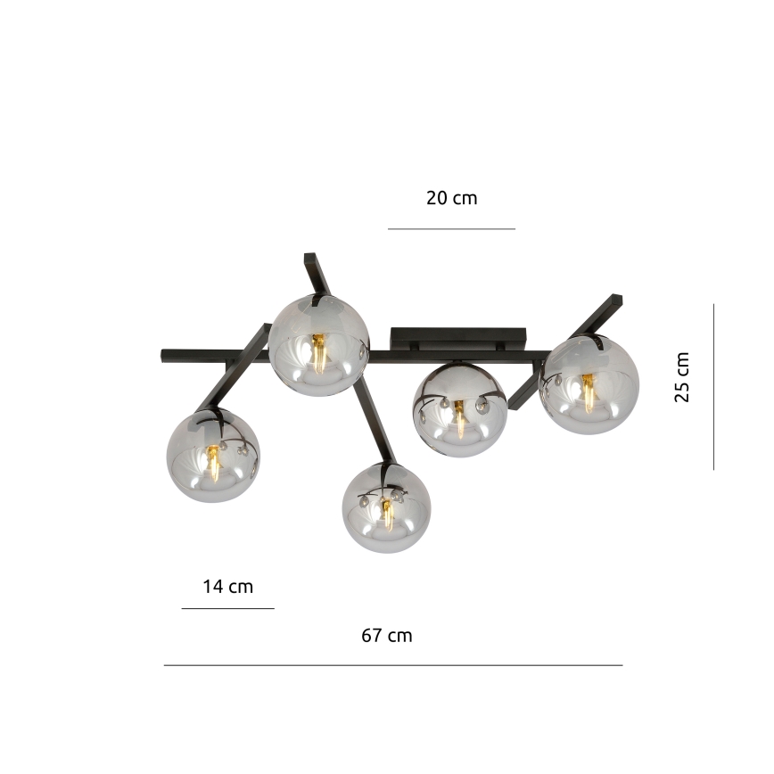 Loftlampe SMART 5xE14/10W/230V sort/grå