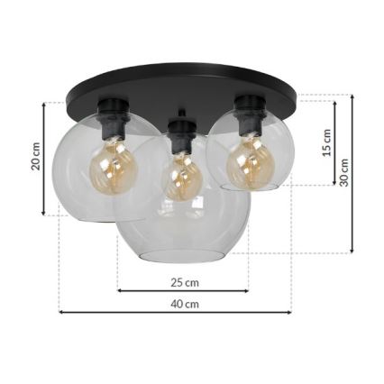 Loftlampe SOFIA 3xE27/60W/230V transparent