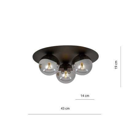 Loftlampe SOLAR 3xE14/10W/230V sort/grå