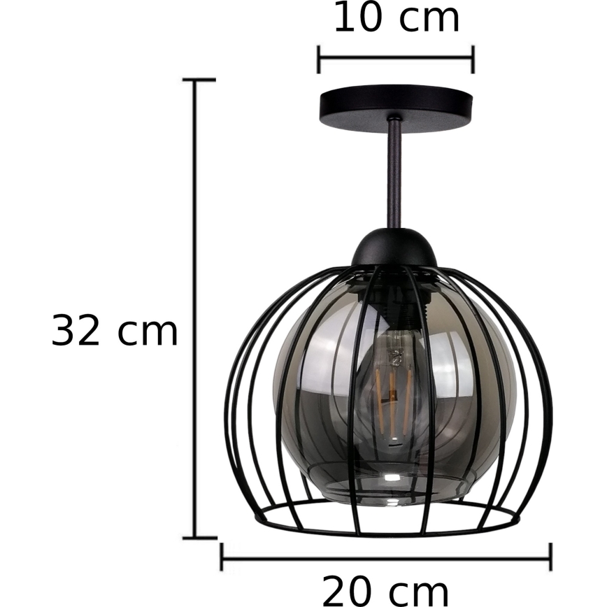 Loftlampe SOLO BLACK 1xE27/60W/230V sort/røget
