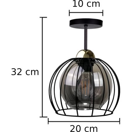 Loftlampe SOLO BLACK 1xE27/60W/230V sort/gylden