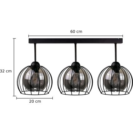 Loftlampe SOLO BLACK 3xE27/60W/230V