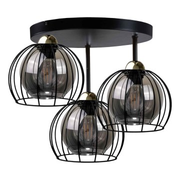 Loftlampe SOLO BLACK 3xE27/60W/230V Ø 30 cm sort/guld