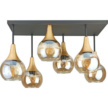 Loftlampe SOMA 6xE27/60W/230V sort/guldfarvet/røget beige