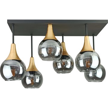 Loftlampe SOMA 6xE27/60W/230V sort/guldfarvet/røget sort