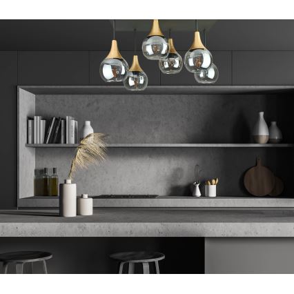 Loftlampe SOMA 6xE27/60W/230V sort/guldfarvet/røget sort