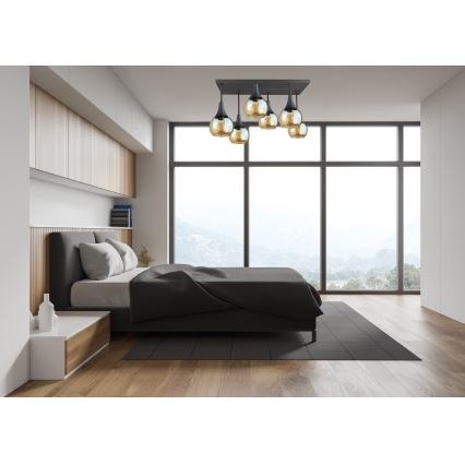 Loftlampe SOMA 6xE27/60W/230V sort/røget beige
