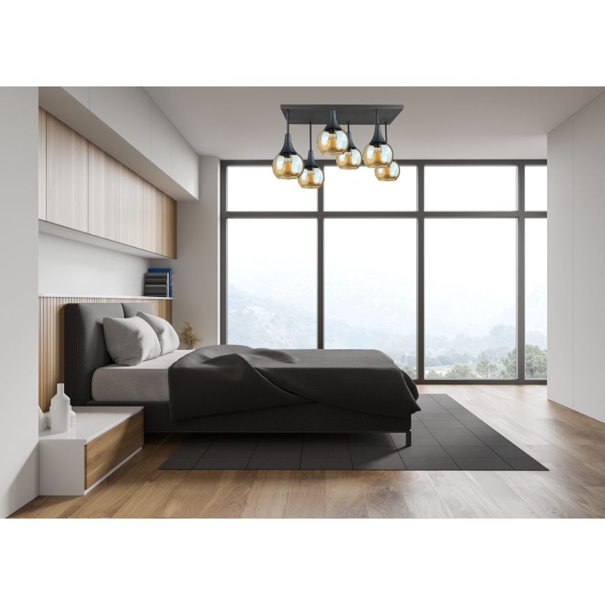 Loftlampe SOMA 6xE27/60W/230V sort/røget beige