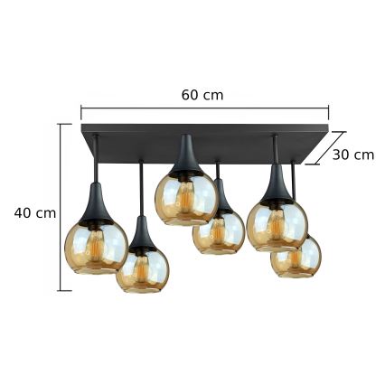 Loftlampe SOMA 6xE27/60W/230V sort/røget beige