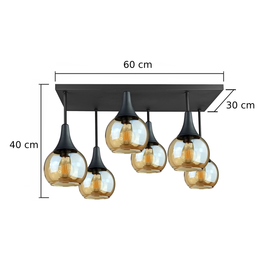 Loftlampe SOMA 6xE27/60W/230V sort/røget beige
