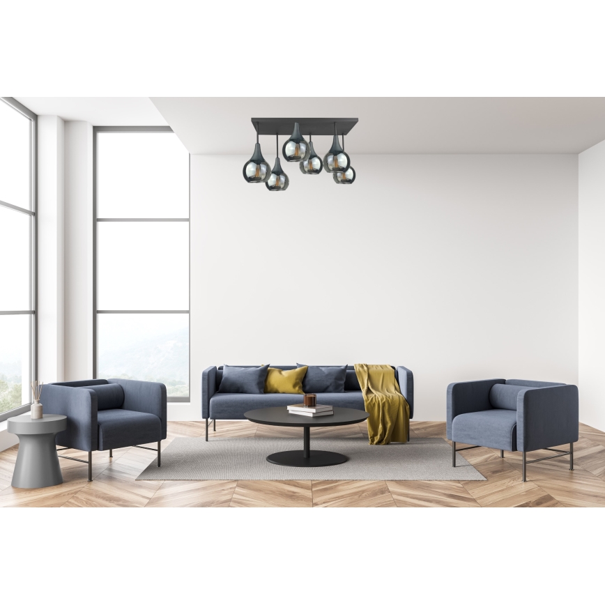 Loftlampe SOMA 6xE27/60W/230V sort/røget sort