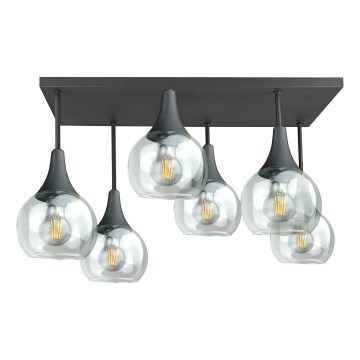 Loftlampe SOMA 6xE27/60W/230V sort/transparent