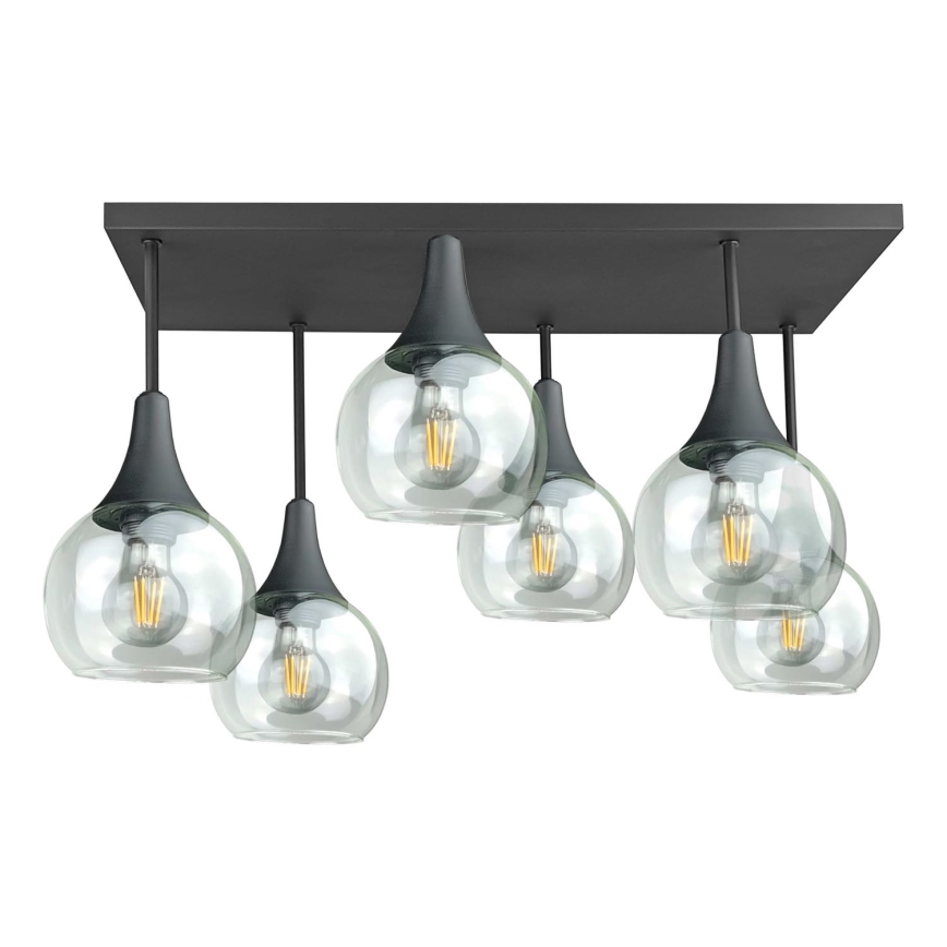Loftlampe SOMA 6xE27/60W/230V sort/transparent
