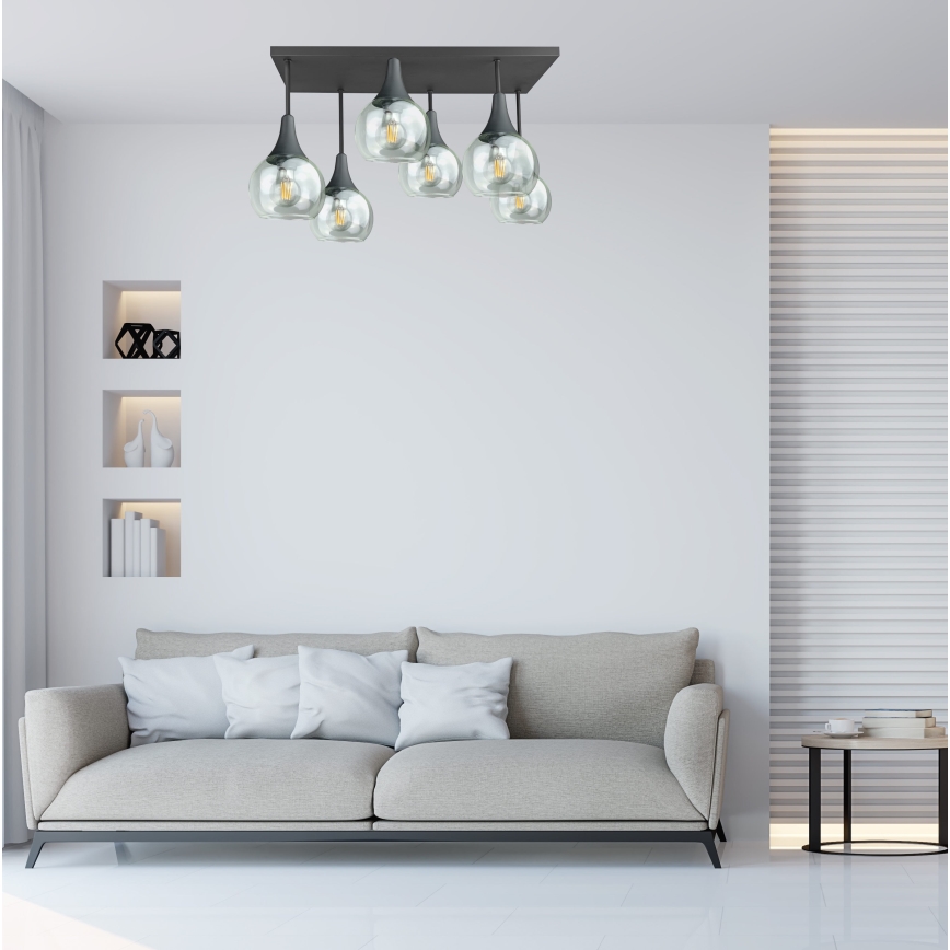 Loftlampe SOMA 6xE27/60W/230V sort/transparent