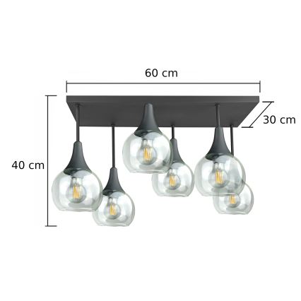 Loftlampe SOMA 6xE27/60W/230V sort/transparent