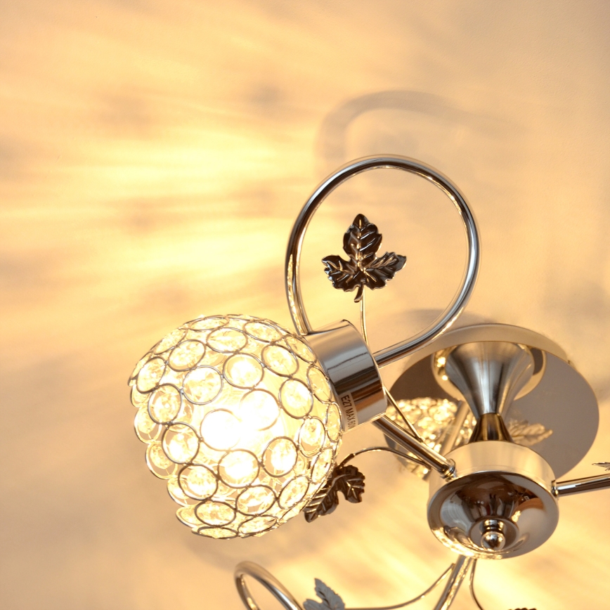Loftlampe SOPHIA 3xE27/15W/230V skinnende krom/transparent